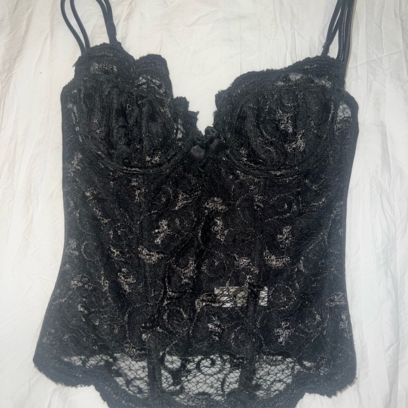 Vintage black lace gold label Victoria secret bustier corset - Picture 6 of 6